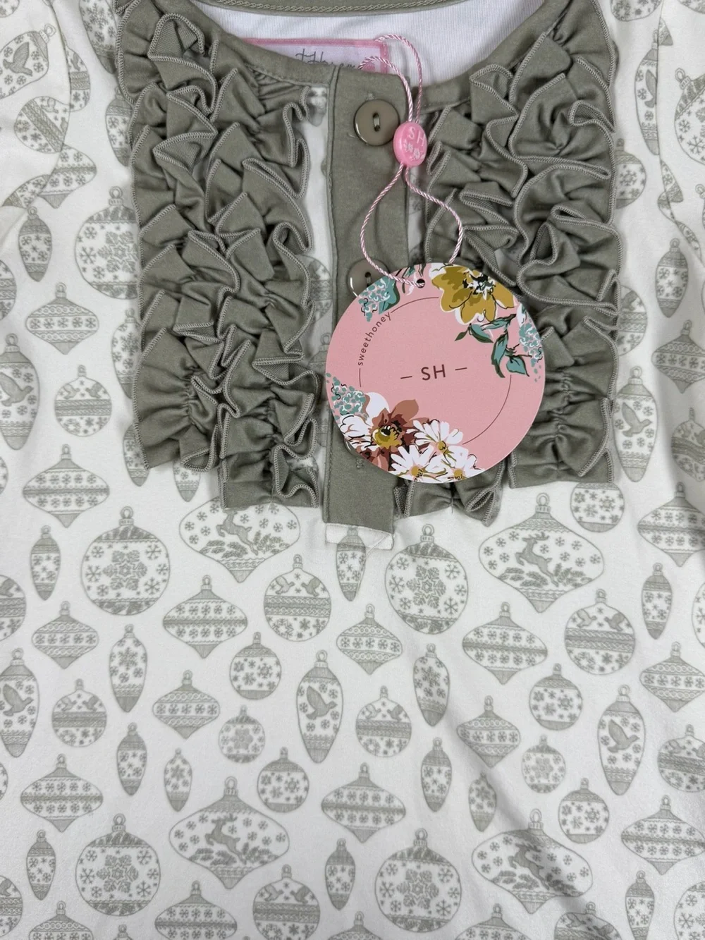 NWT SWEET HONEY Ornament Print Ruffled Lounge Gown - 4T